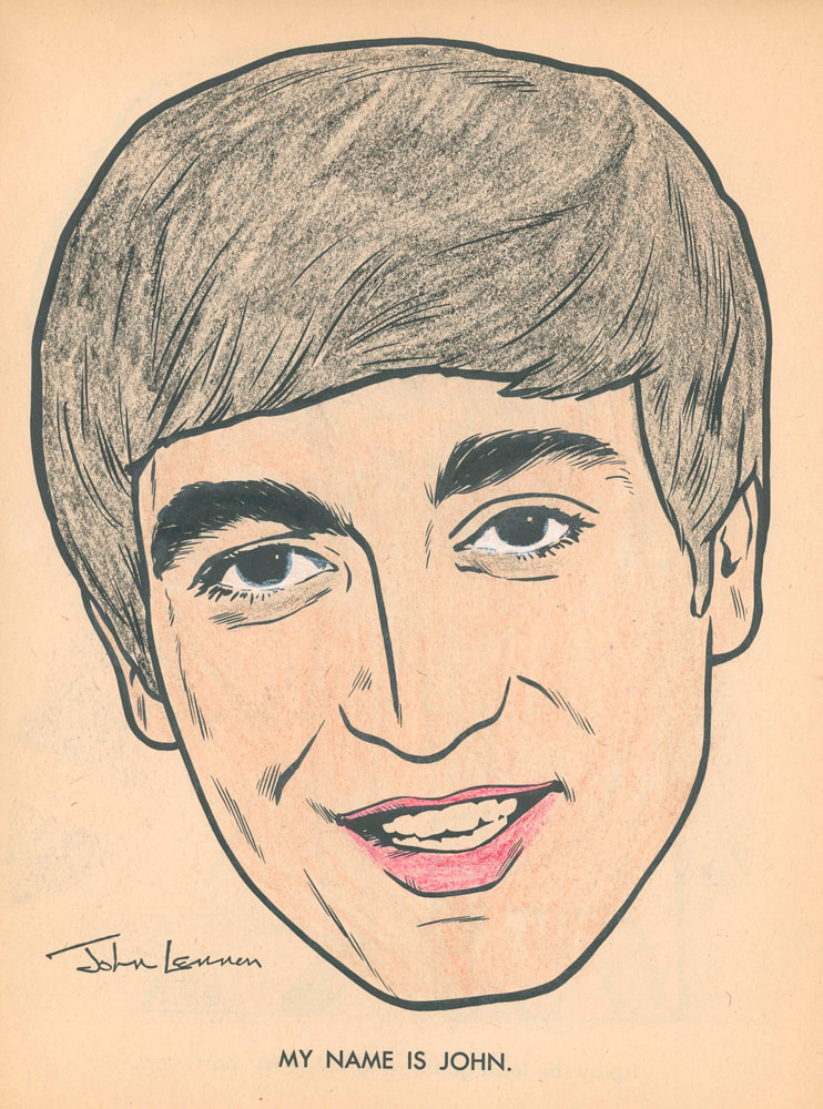 John Lennon coloring page. 1964 - The Beatles Official Coloring Book by The Saalfield Publishing Company
