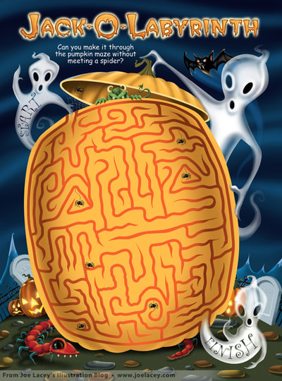 Crayola Halloween BOOklet "Jack-O'-Labyrinth" maze.  by illustrator Joe Lacey.