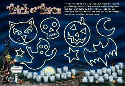 Crayola Halloween BOOklet "Trick or Trace" craft page.  by illustrator Joe Lacey.