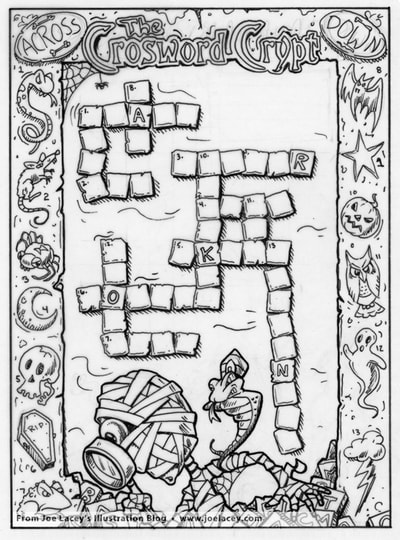 Crayola Halloween BOOklet "Crossword Crypt" word puzzle  by illustrator Joe Lacey.