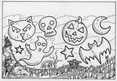 Crayola Halloween BOOklet "Trick or Trace" craft page  by illustrator Joe Lacey.