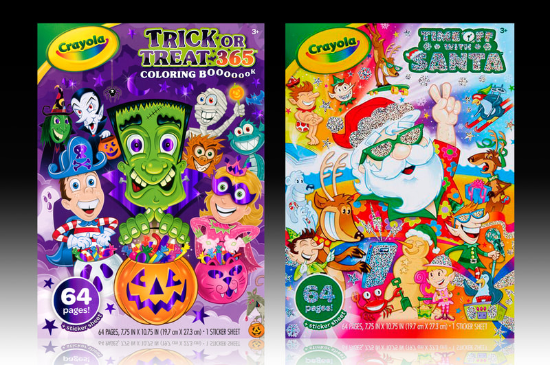 CRAYOLA • Trick Or Treat 365 and Time Off With Santa. Halloween and Christmas coloring books.