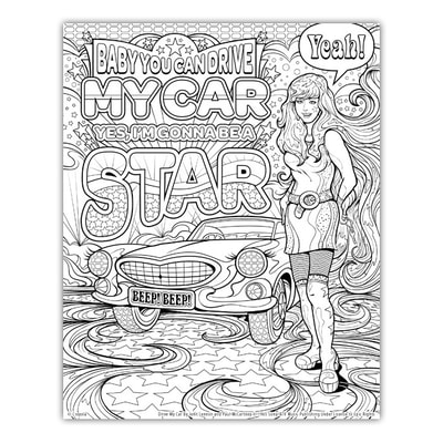 DRIVE MY CAR Artwork by Joe Lacey for the Crayola Signature Coloring Songbook, Lyrics by John Lennon & Paul McCartney