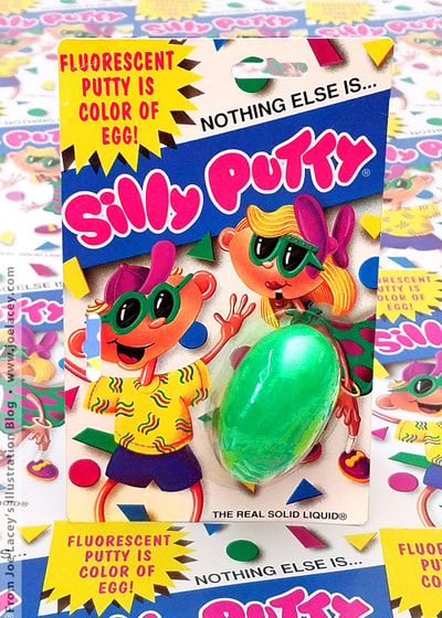 Fluorescent Silly Putty. Silly Putty package and character design by illustrator Joe Lacey.