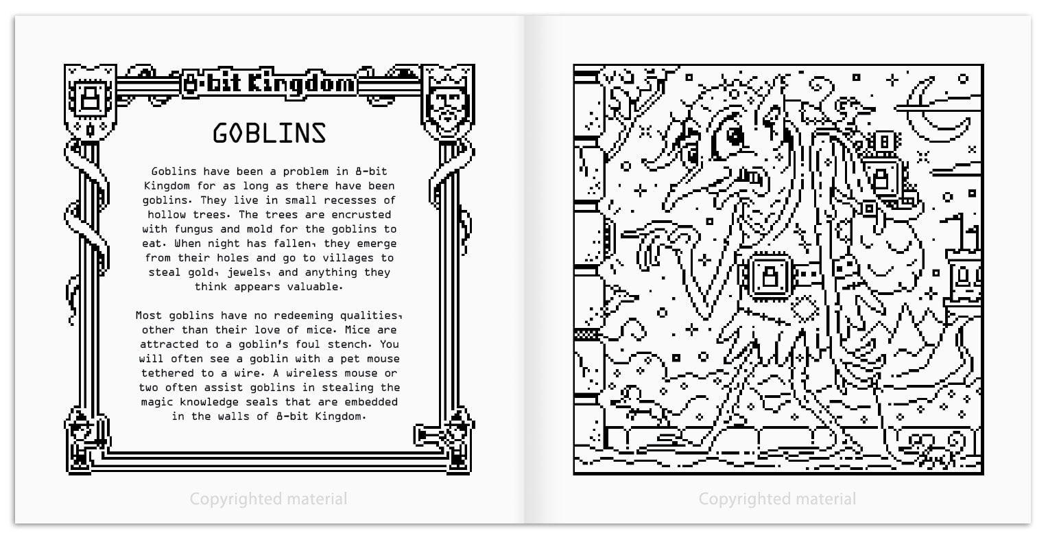 8-bit Kingdom: Medieval tales of computer technology sample pages about goblins.