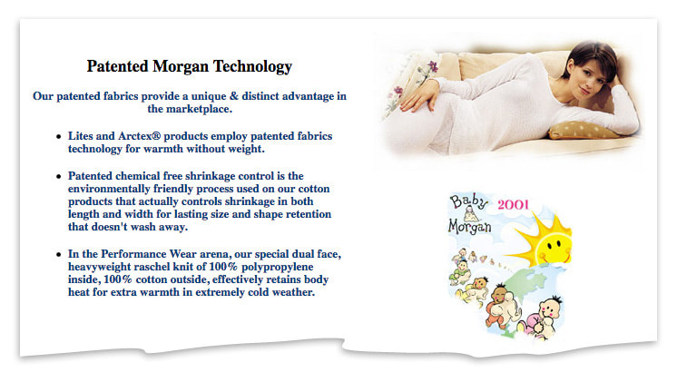 Screenshot from the 2007 webpage of J.E. Morgan Knitting Mills, Inc.