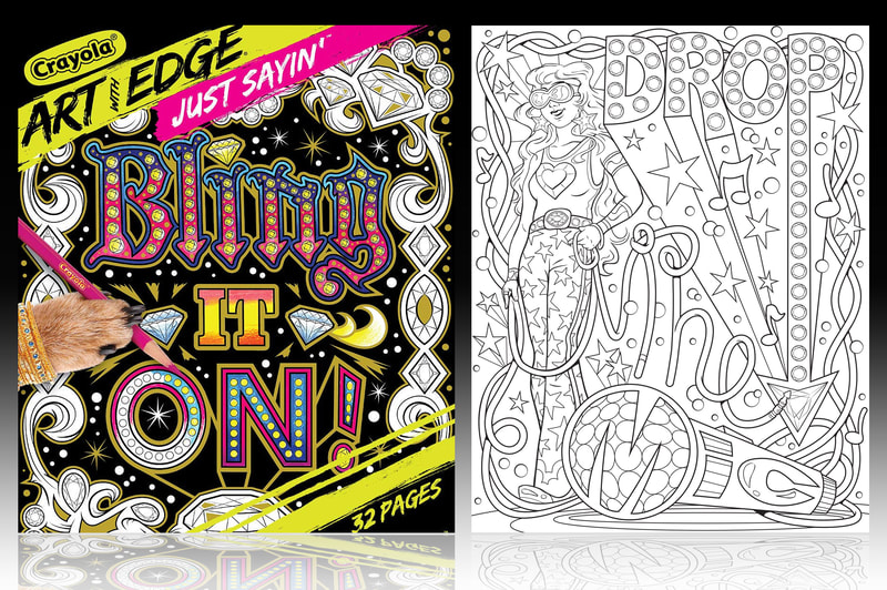 CRAYOLA • Art With Edge / Bling It On. Metallic foil coloring book.