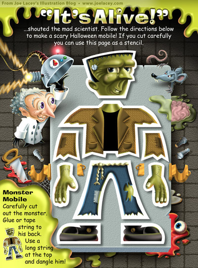 Crayola Halloween BOOkelt "It's Alive!" monster mobile.  by illustrator Joe Lacey.