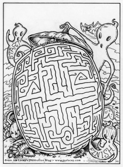 Crayola Halloween BOOklet "Jack-O'-Labyrinth" maze  by illustrator Joe Lacey.