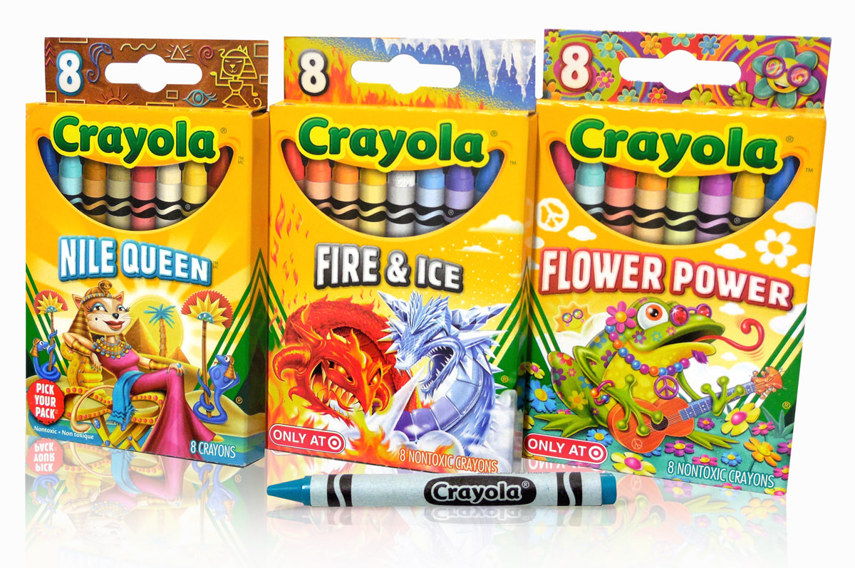 CRAYOLA Pick Your Pack. Illustration and product support for full product line.  Designed and illustrated by Joe Lacey.
