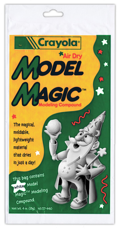 Model Magic™ Wizard for Crayola's Air Dry Model Magic™ Modeling Compound. Character design and illustration by Joe Lacey. Restored packaging using the the second version of the gouache painting.