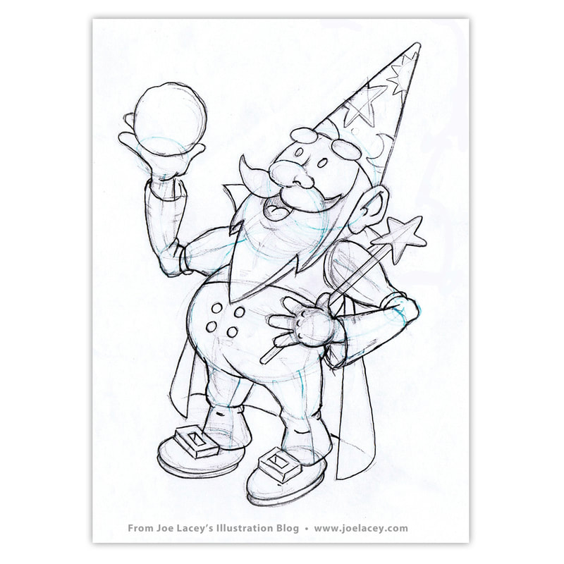 Model Magic™ Wizard for Crayola's Air Dry Model Magic™ Modeling Compound. Character design and illustration by Joe Lacey. Pencil sketch on paper. 8
