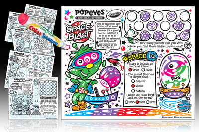 POPEYES LOUISIANA KITCHEN • Kid’s Color Wonder placemats.