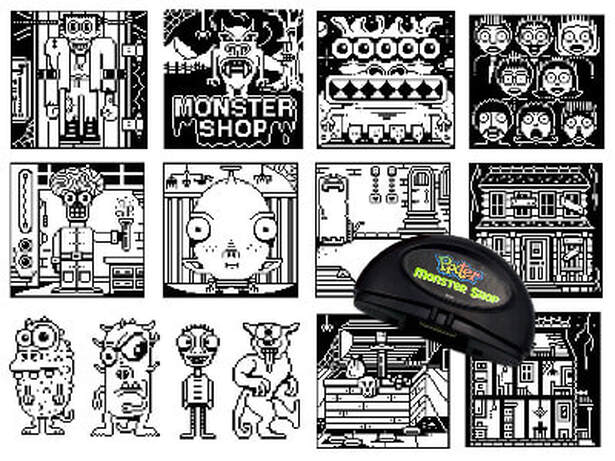 Fisher-Price PIXTER pixel art for the Monster Shop cartridge.