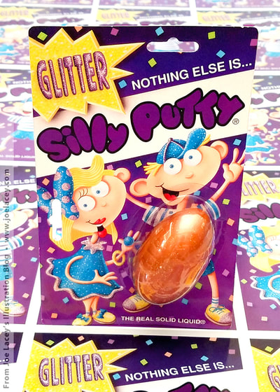 Glitter Silly Putty. Silly Putty package and character design by illustrator Joe Lacey