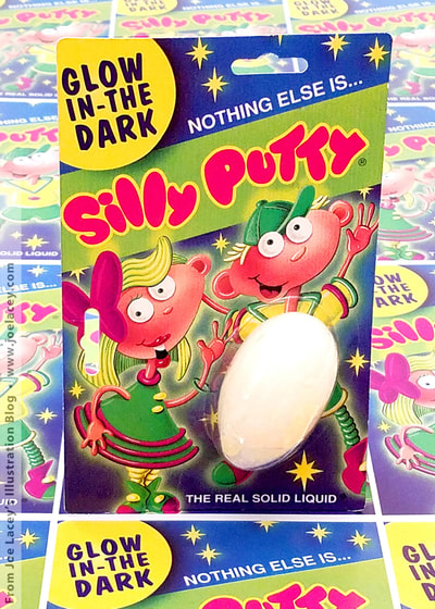 Glow-In-The Dark Silly Putty. Silly Putty package and character design by illustrator Joe Lacey.