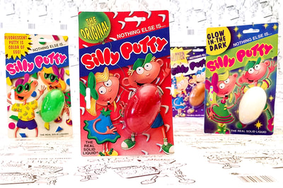 SILLY PUTTY • Package illustration and character design for Original Silly Putty, Fluorescent, Glitter, and Glow-In-The Dark packaging by Joe Lacey.