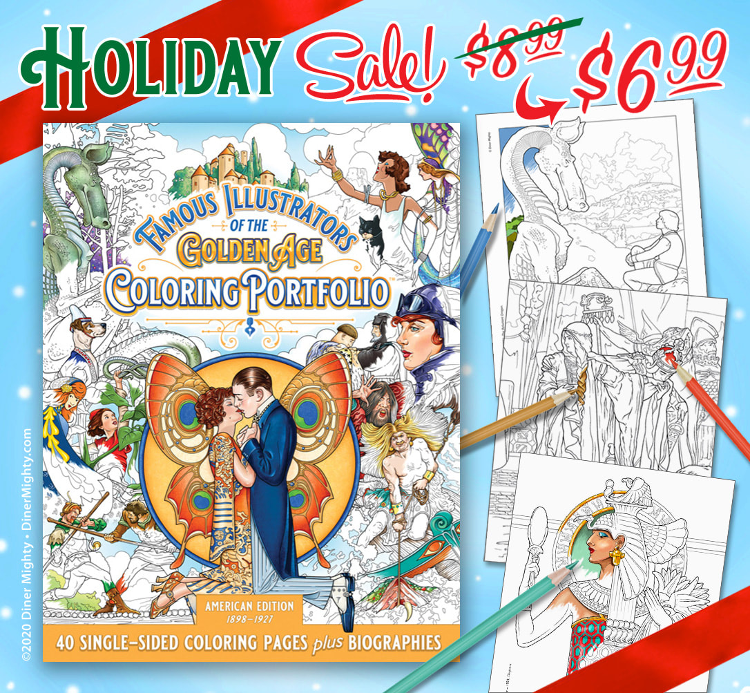 Famous Illustrators of the Golden Age Coloring Portfolio. An adult coloring book, a kids coloring book.